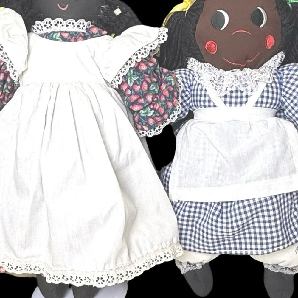 Folk Art African American Primitive Rag Dolls Lot of 2